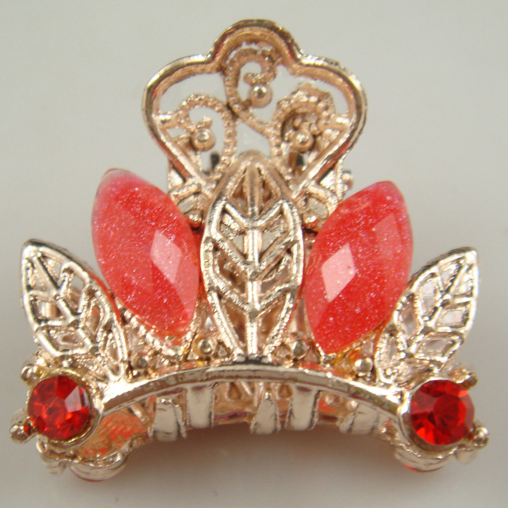 red crown tiara Crystal Rhinestone Hair Clip barrette accessory